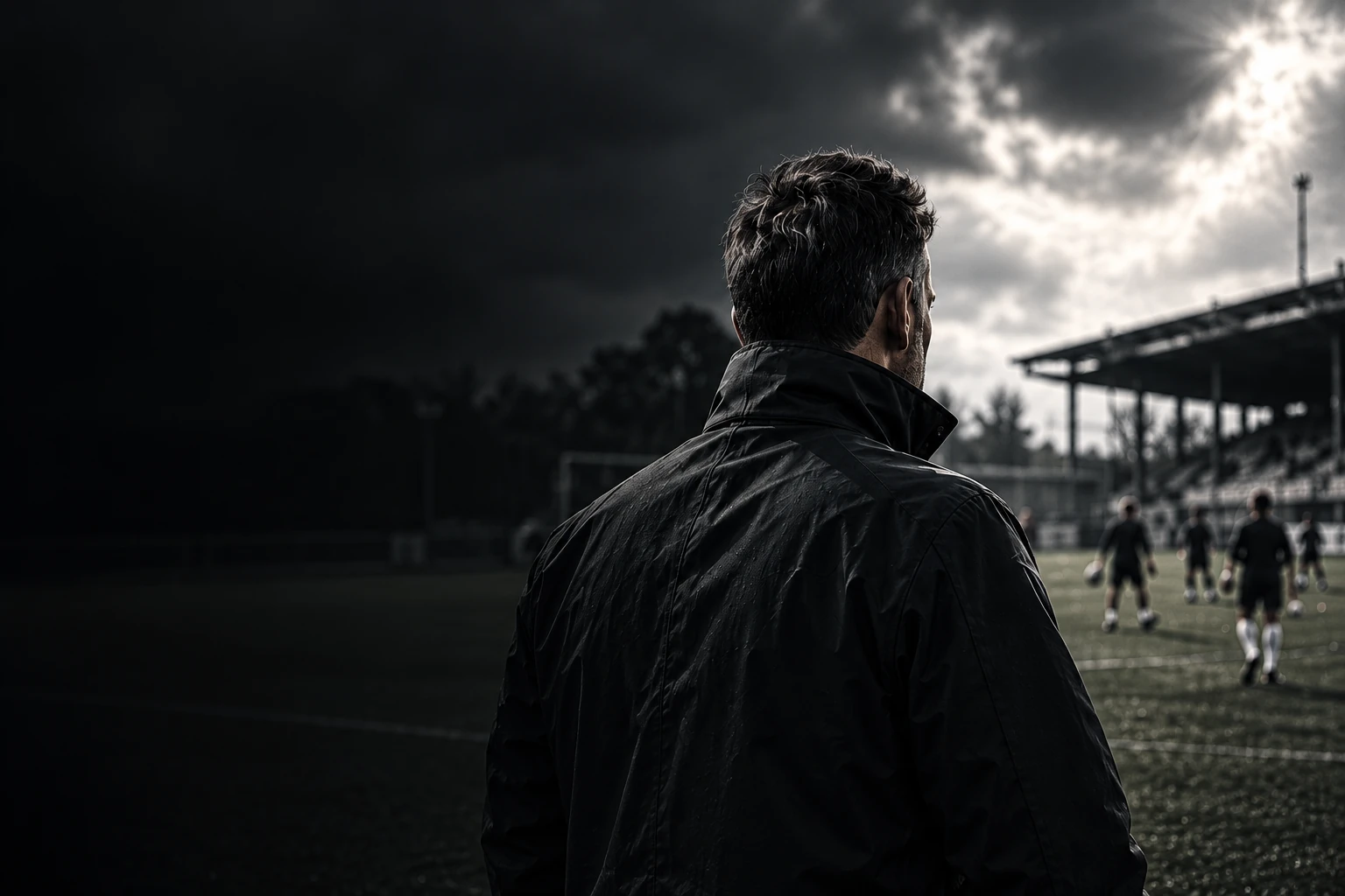 Entrenador observando una sesión de fútbol